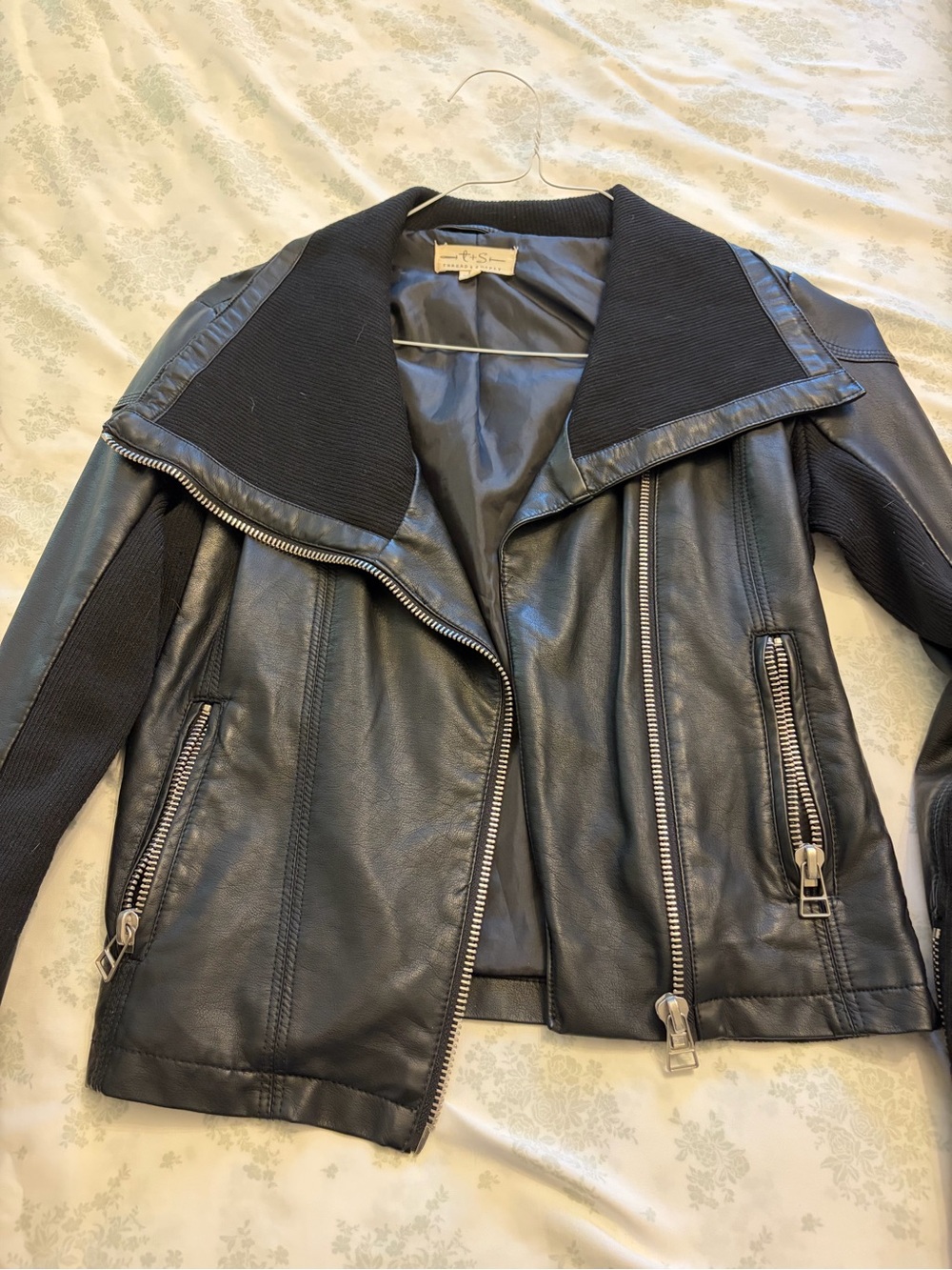 Thread & Supply Black Faux Leather Moto Jacket